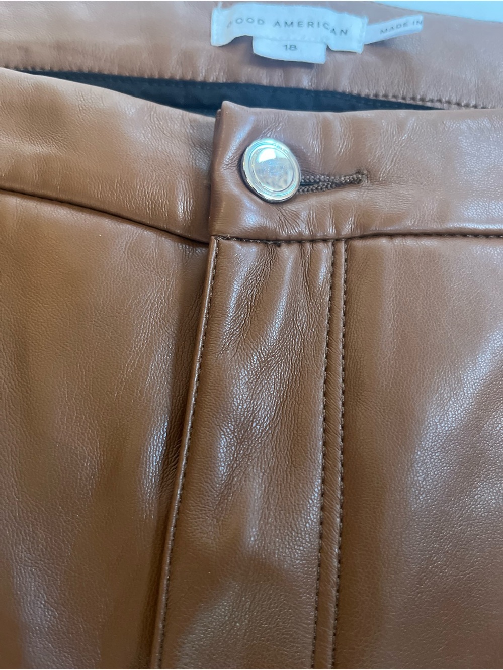 Good American Good Icon Better Than Leather High Rise Burnt Caramel Boot Pants - Picture 8 of 16